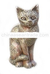 Sitting Cat Wood Carving