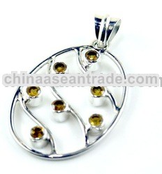 Silver Pendant With Gemstones