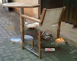 Teak Batyline Director Chair with Stainless Support - Indoor Outdoor Teak Furniture