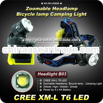 Goldrunhui RH-H0028 Zoomable Headlamp T6 LED Power By4*AA