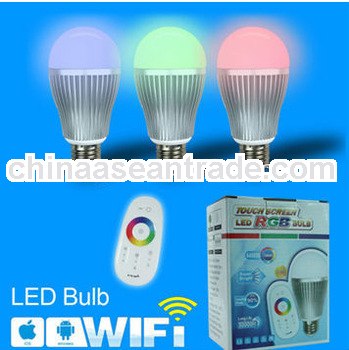 Hi-tech CE,RoHS E27,E26,B22 6W AC86V-265V ,color changing led light bulb,ipad/iphone/Android control