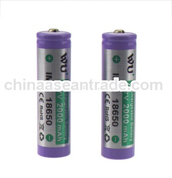 New brand WU IMR 18650 2000mAh li-ion battery 18650 button top battery 3.7 rechargeable li-ion batte