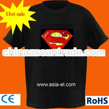 hot-selling el flashing t-shirt ,sound active el flash shirt with wireless inverter